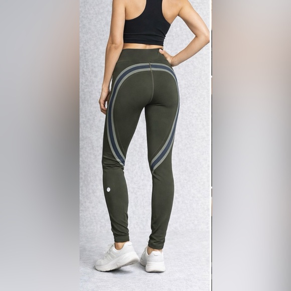 Lululemon High Rise Olive Leggings Size 4 | Sculpting Back Seam & Zip Pocket - Picture 7 of 15